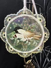 New ListingFenton Hand Painted Vaseline Uranium Opalescent 1997 Bird Ornament Artist Signed