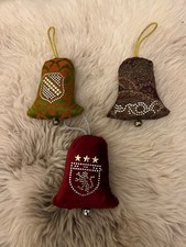 Vintage Antique Fabric Textile Christmas 3 Victorian Bell Decorations 