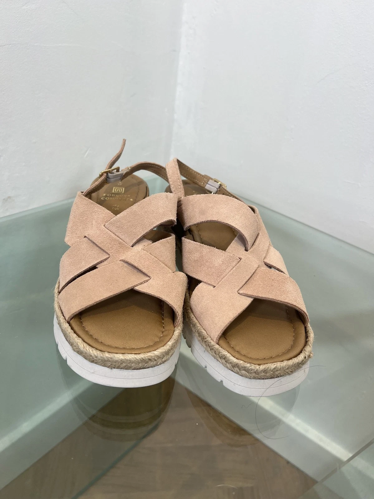 Next Forever Comfort Pink Suede Espadrille Flatform Sandals UK 4 Summer Classic