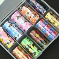NailArt Transferfolien-Set in praktischer Box - flower power (FXB-11)