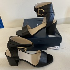 Cole Haan Womens Avani Leather Sandals Sz 10 Black Block Heel Buckle Open Toe
