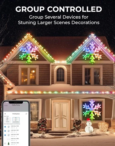 32" Smart LED Snowflake Christmas Lights Outdoor, DIY Color Multicolor - Picture 4 of 7