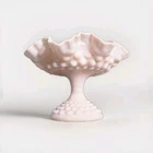 Rare Vintage Fenton Pink Rose Pastel Milkglass Hobnail Compote ≈ Circa 1950's