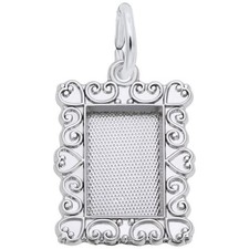 Scroll Frame Charm - Metal - Sterling Silver