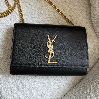 Saint Laurent Kate Small Black Grained Leather Bag 