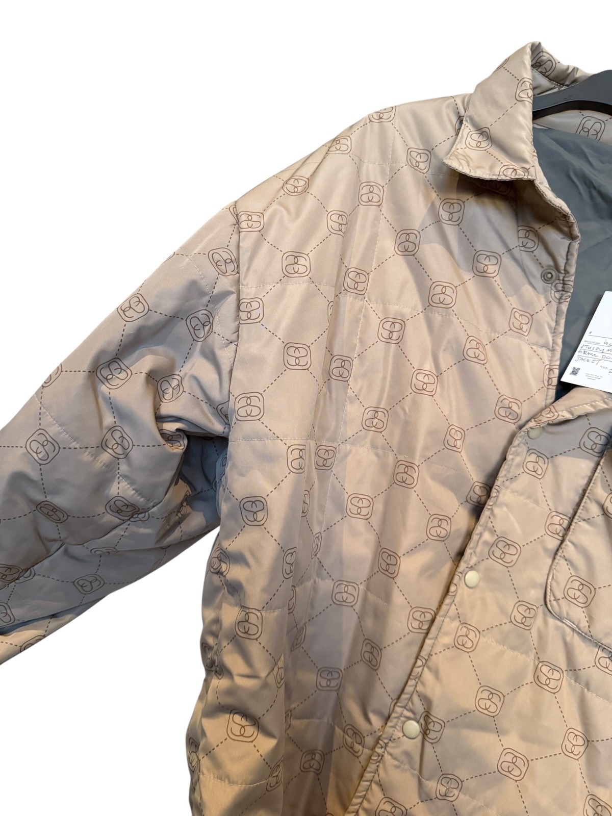Vintage 1990s Stussy Mono Button Down Puffer Jacket XL thumbnail 2