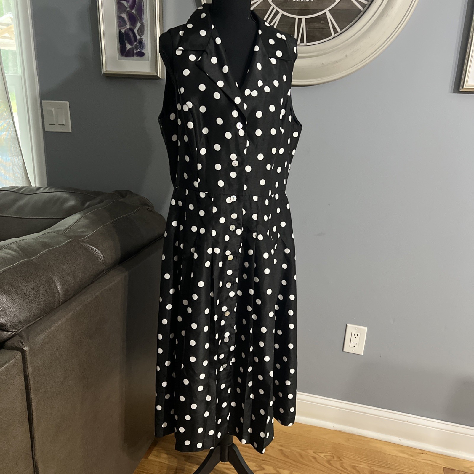 Jessica Howard ︱Women's Black White Polka Dot ︱Dress︱Size 16︱Vintage