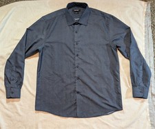 Nine West Men’s Slim Fit Button Up Shirt Large Blue Long Sleeve Dress Shirt
