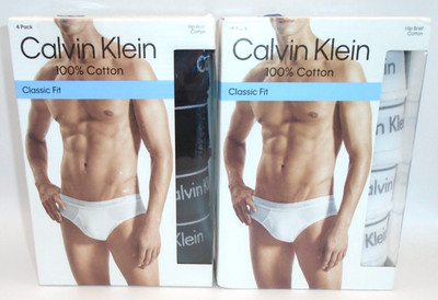 NEW MENS ''CALVIN KLEIN 100% COTTON CLASSIC FIT HIP BRIEF 4 PACK UNDERWEAR''Choose