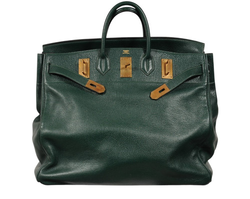 Hermes 1990s Hermès Haut A Courroies HAC 50 Birkin Green Leather Travel Duffle
