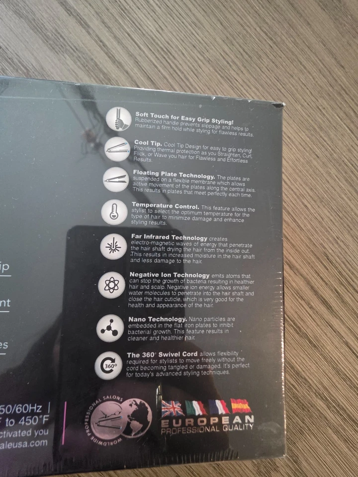 Royale Platinum Genius Flat Iron – Placas de cerâmica pura arco-íris 1,25” NOVO - Imagem 2 de 3