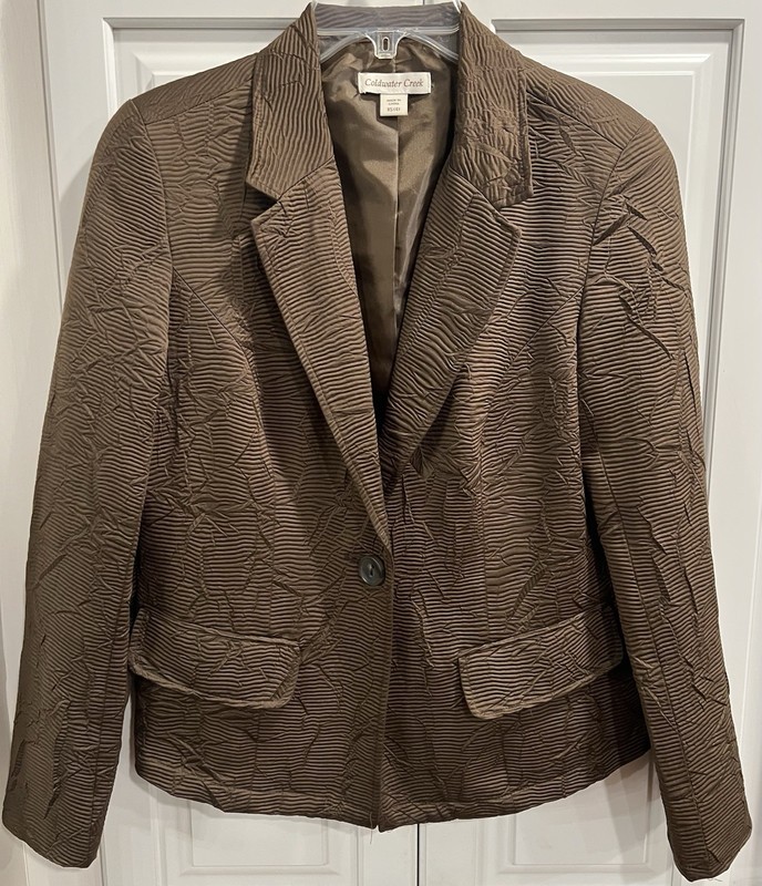 Coldwater Creek Brown Textured Blazer Jacket Women’s Brown Business Sz 4 (XS)