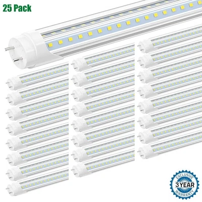 JESLED 25 Pack 4FT LED Tube Light Bulbs T8 G13 28W V-Shaped Garage 4' LED Shop Lights