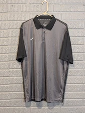 Nike Dri Fit Golf Polo Shirt Mens XL Gray Black Short Sleeve Performance  
