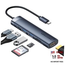 USB C Hub, 6-in-1 Laptop Docking Station Dongle Adapter with 4K HDMI, PD 100W