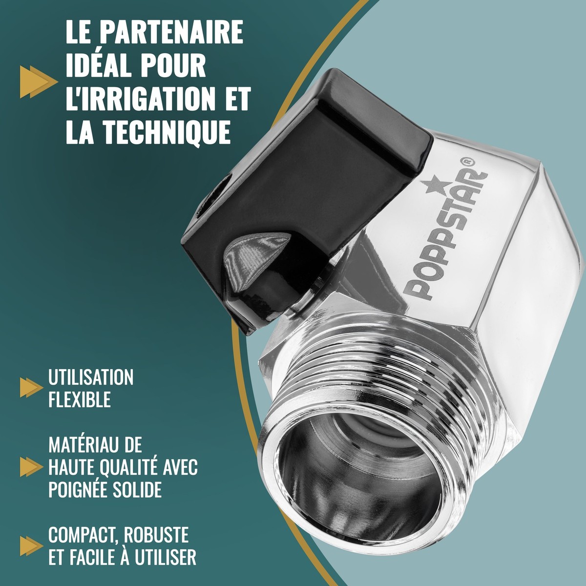 Mini Robinet à Bille Laiton 3/4" FI Sur 3/4" FE - Poppstar, Pour Chauffage Et Eau Non Potable