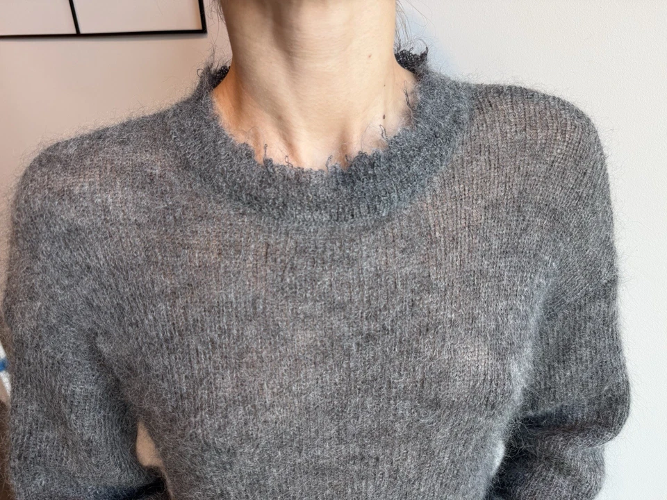 Suéter Vestido Rojo Valentino Mohair Mezcla Lana Gris Tejido Talla XS Foto 3 de 4