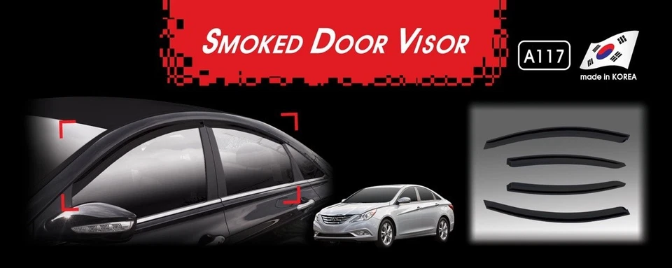 Black Smoked Door Visor Rain Vent Guard Window A117 for Hyundai SONATA 2010~2013 - Image 2 of 4