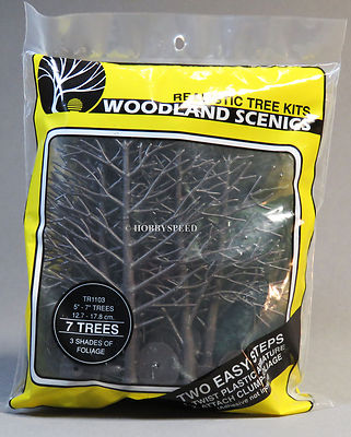 WOODLAND SCENICS 7 TREES 3 SHADES OF FOLIAGE 5 to 7'' o gauge train land WDS1103