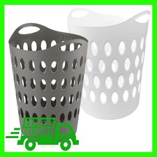 Tall Large Grey Or White Flexible Laundry Baskets With Handles For Clothes