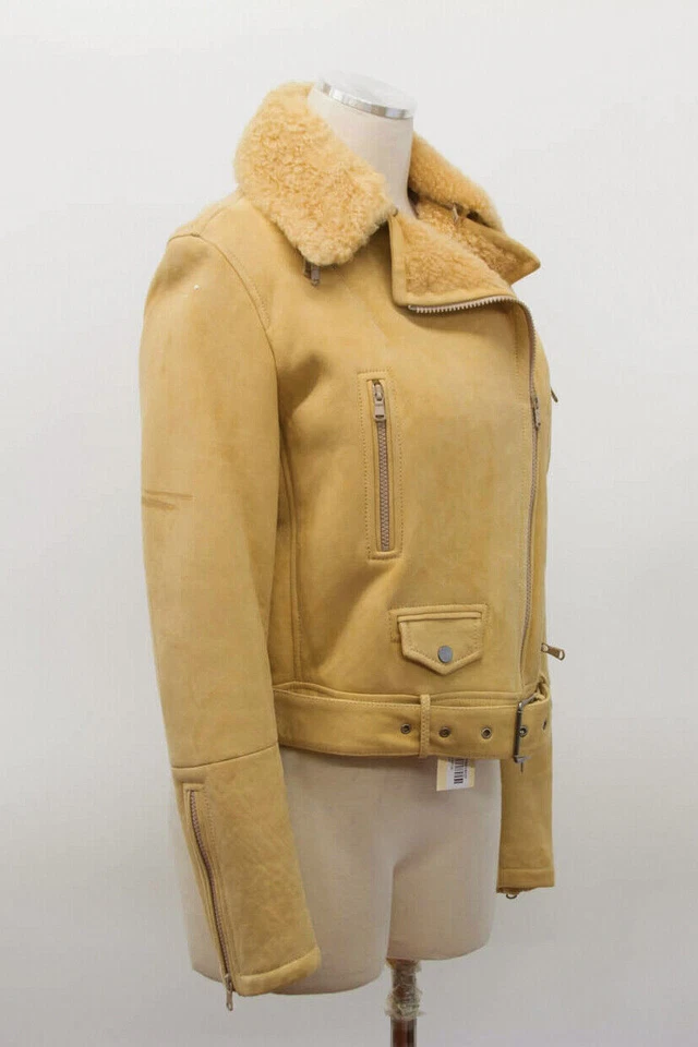 Jaqueta de Moto Feminina Brunello Cucinelli Couro Camurça Pele de Carneiro 42 A181 Nova com etiquetas $8495 - Imagem 2 de 4