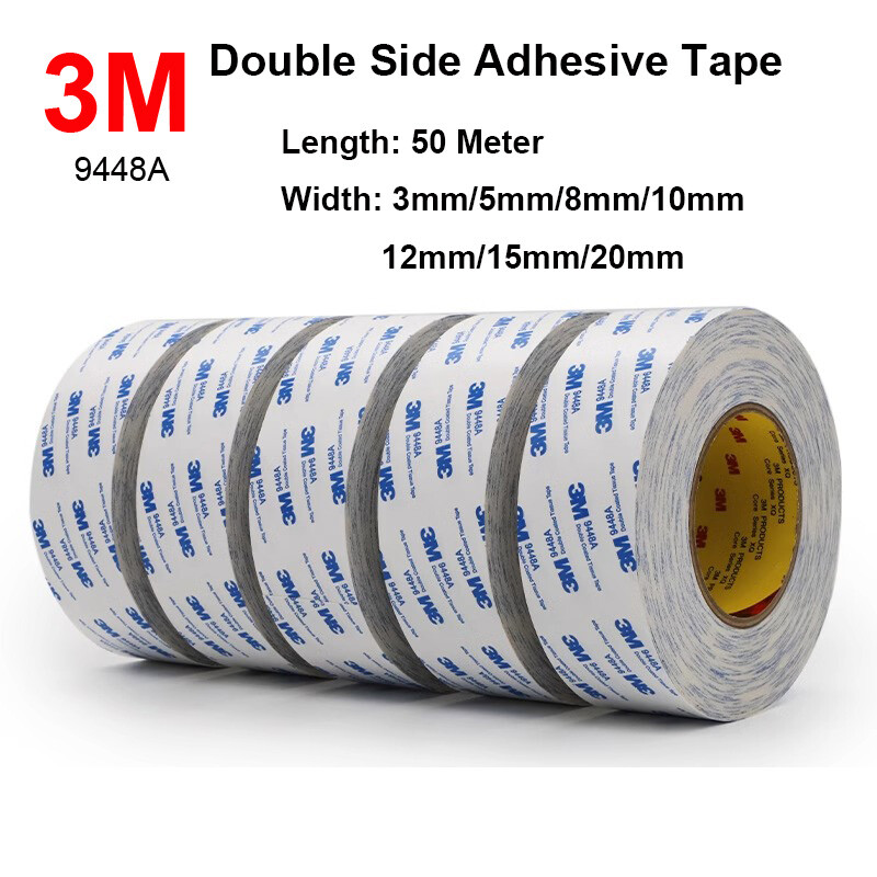 3M 9448A Extra Strong Double Adhesive Sided Tape 3~20MM x 50M For Mobile&Crafts