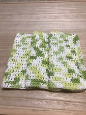 HANDMADE SET OF 3 CROCHET COTTON DISH CLOTHS OR WASH CLOTHS 8.5x8.5 INCHES NEW 