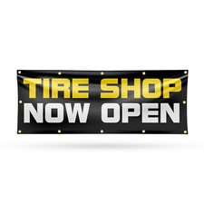 Tire Shop Now Open Vinyl Banner Sign With Metal Grommets Heavy-duty