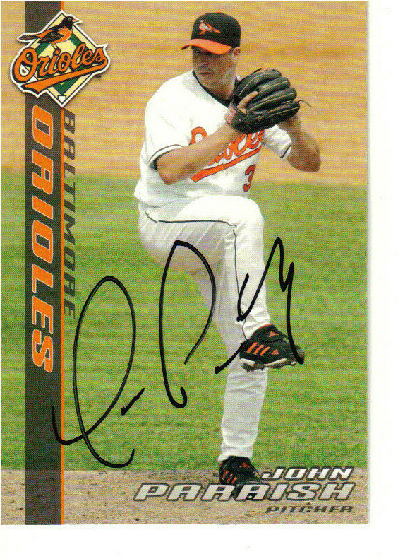 Baltimore Orioles John Parrish autographed 3.5 x 5 team issued card