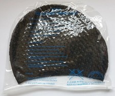 Swim Cap 100 Silicone Black High Performance Adult One Size Durable Soft