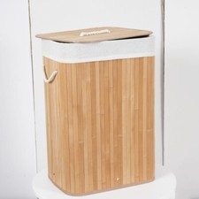 Bamboo Laundry Hamper with Lid Laundry Basket...