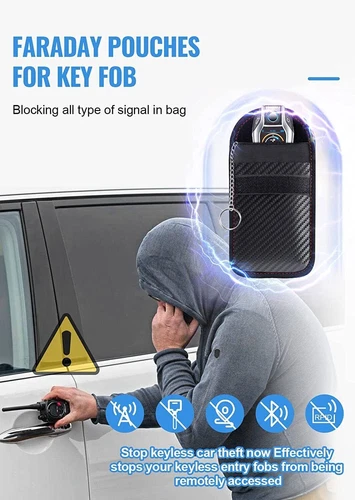 2x Auto Schlüssel Keyless Go Schutz RFID Funk Blocker Tasche Etui Hülle Carbon - Bild 5 von 15