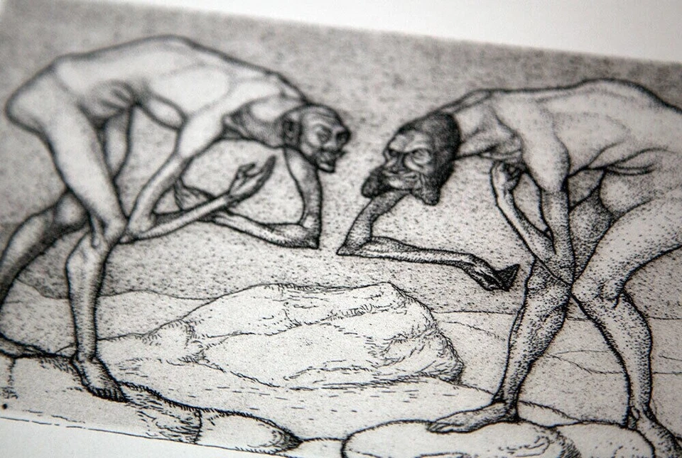 Litografía Paul KLEE Edición LTD "Dos hombres se encuentran... rango superior" con MARCO incluido Foto 3 de 4