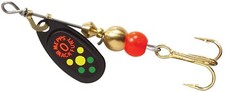 Mepps Black Fury 1/12 oz Plain Treble Hot Firetiger Dot Spinner Trout