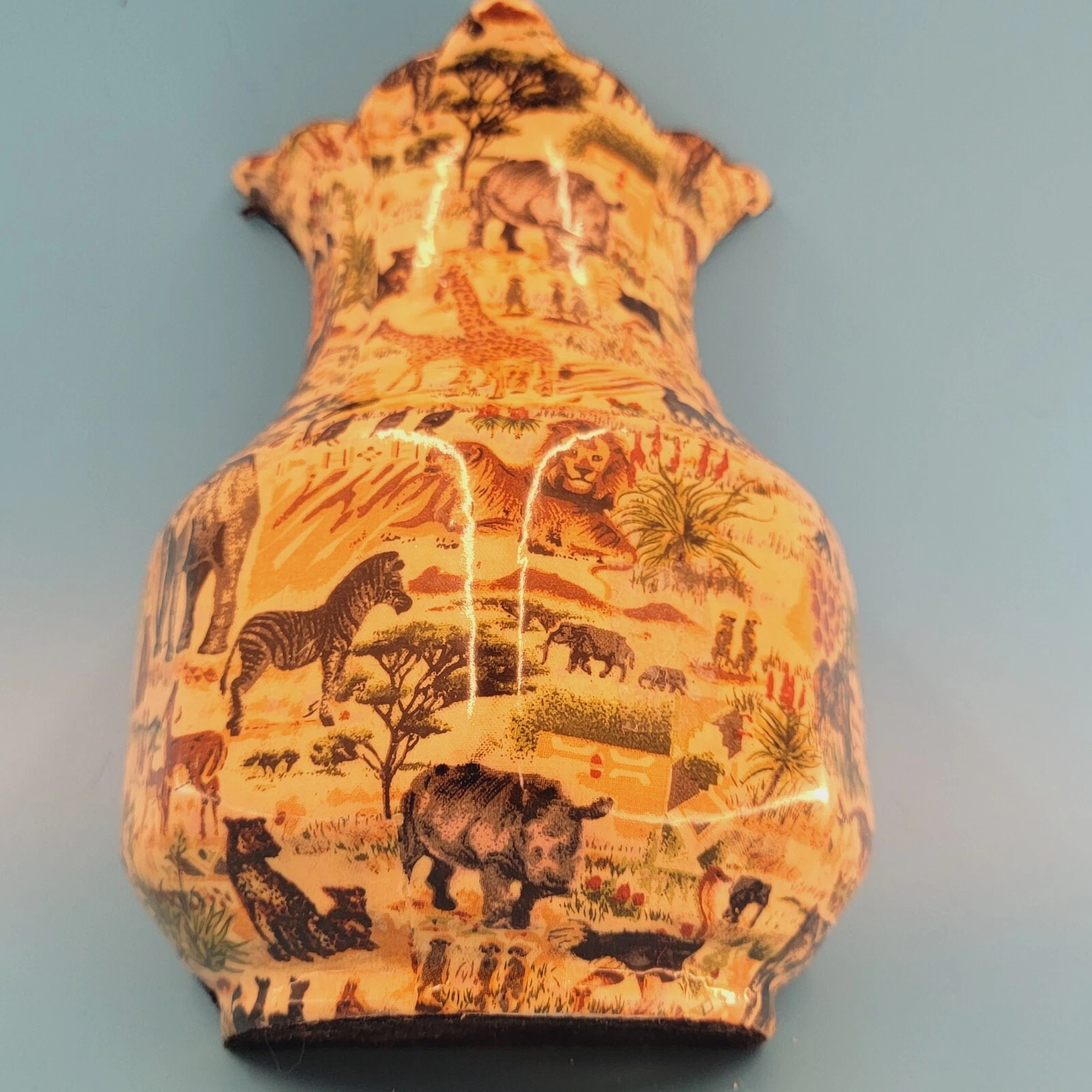 Vintage Formalites Baum Bros African Safari Wildlife Wall Pocket Vase
