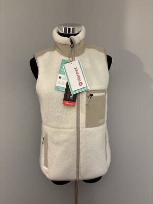 MARMOT Women's Wiley Polartec  Sherpa Fleece Vest XS Beige Tan Cream Zip NWT