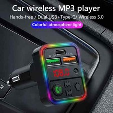 Car Wireless Bluetooth FM Transmitter MP3 Player Type C USB Car Charger Adapter