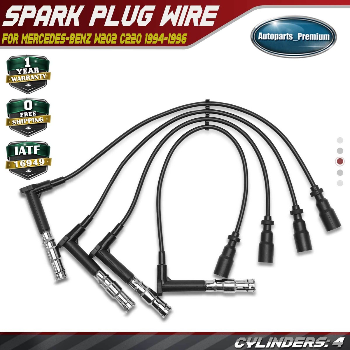 New 4x Spark Plug Wire Sets for Mercedes-Benz W202 C220 1994