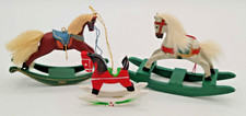 Vintage Rocking Horse Christmas Ornaments LOT OF 3, 1 Hallmark 2 Wooden FREESHIP