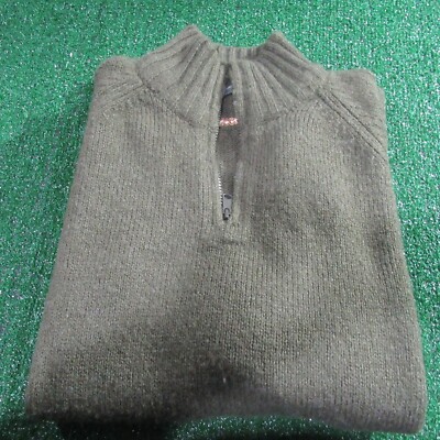 Brunotti Men's Vintage Wool Blend Pullover 1/4 Zip Knit Sweater Green Size XL