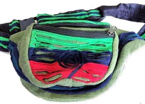 Fair Trade Funky Green Nepalese Bumbag Wallet Purse Waist Pack money belt - Picture 7 of 8