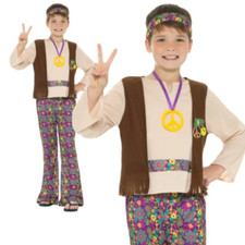 Child Hippie Boy Costume 1960s 70s Book Week Day Fancy Dress Outfit Kids New