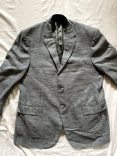 Corneliani Suit Blazer 58R Made in Italy Virgin Wool Silk Blend Gray Stripped
