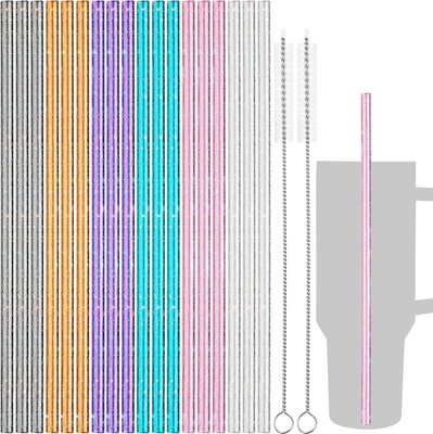 18 Pack Color Replacement Straws for Stanley 40 oz Tumbler, 12 inch Reusable Str