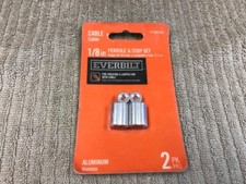 EVERBILT CABLE 1/8" FERRULE  STOP SET 556481 2 PACK NEW IN PACKAGE Ships Free 