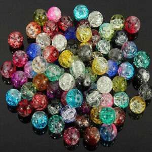 6mm 8mm 10mm Hot Glass Mixed Round Crackle Crystal Charms Beads Jewelry Making