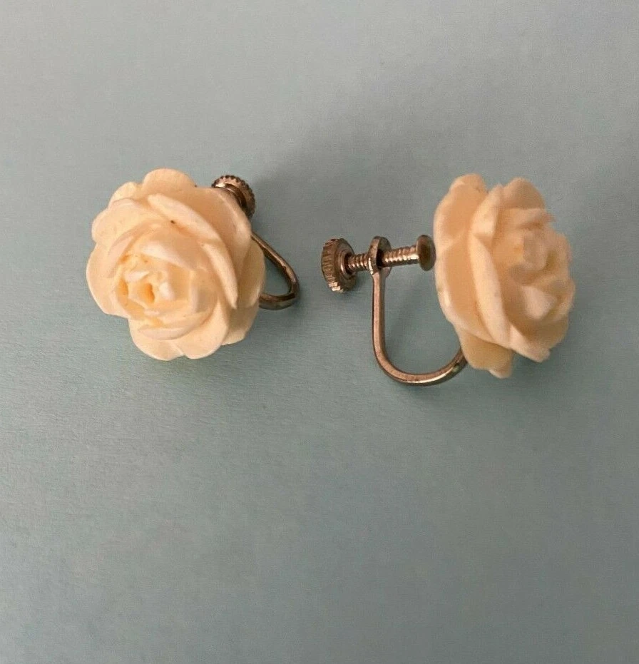 Vintage rose earrings deals