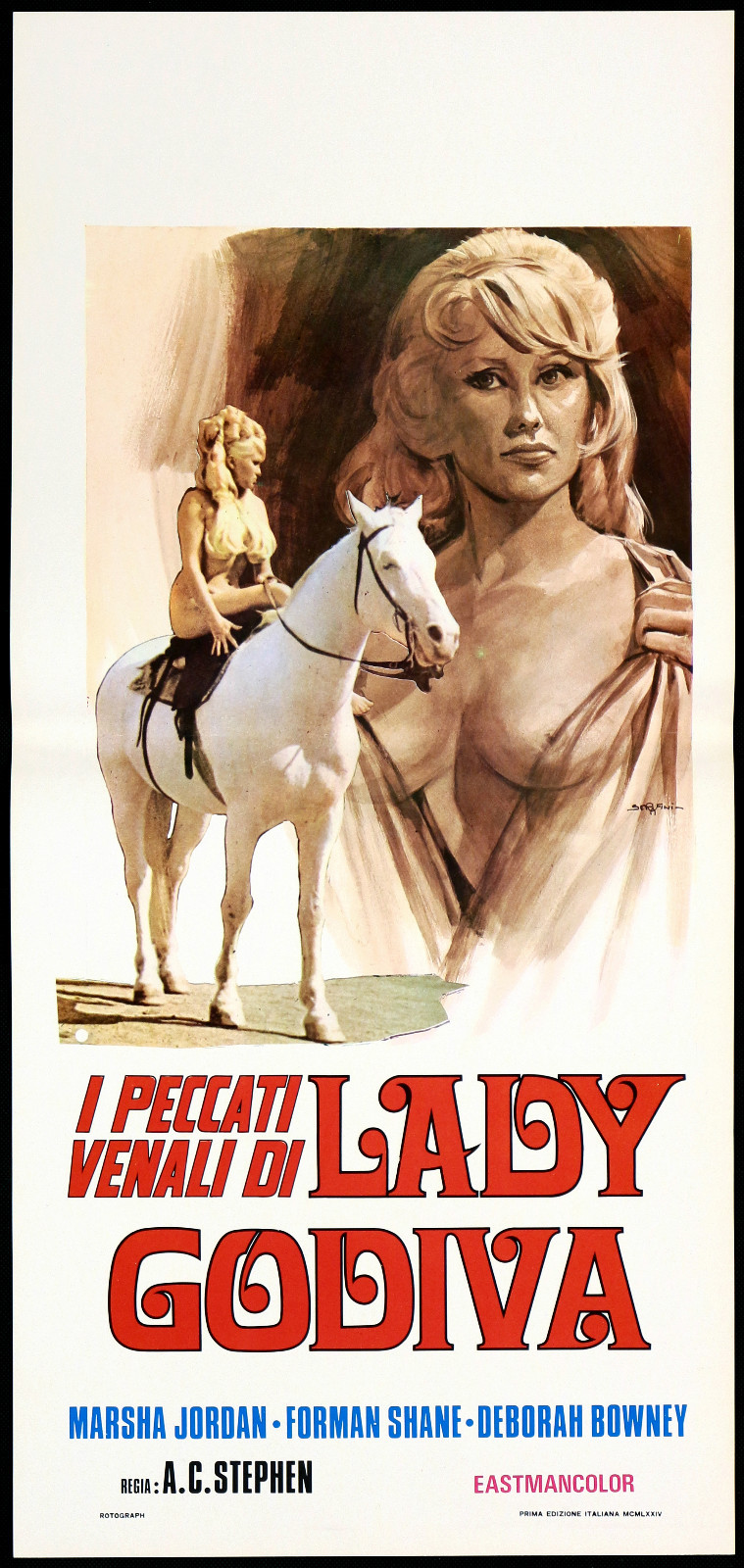 Locandina originale film PECCATI VENIALI DI LADY GODIVA (1969) - Regia di A.C. Stephen