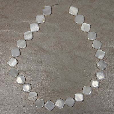 13mm Natural White Mother of Pearl Shell Square Diamond Loose Beads 15.5'' Strand