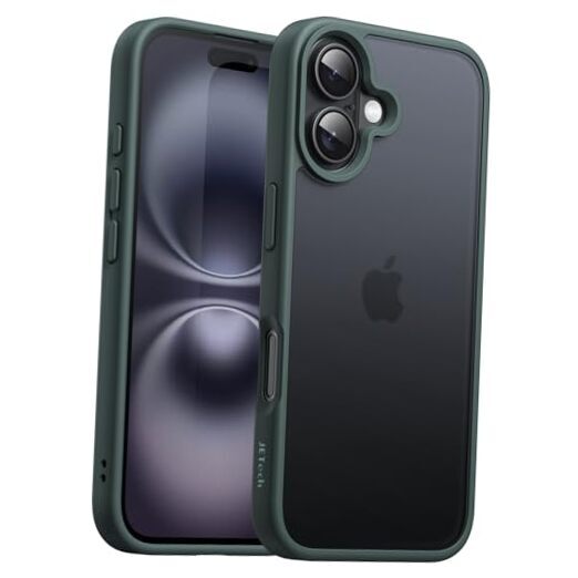 Matte Case for iPhone 16 6.1-Inch, Shockproof Military Grade Drop Dark Green